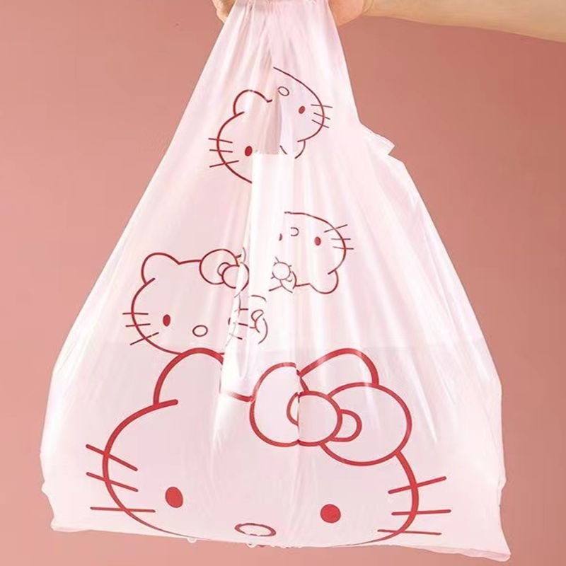 Customized Pink Hello Kitty Shopping Bag Stand Pouch Reusable Food Grade Plastic Packaging