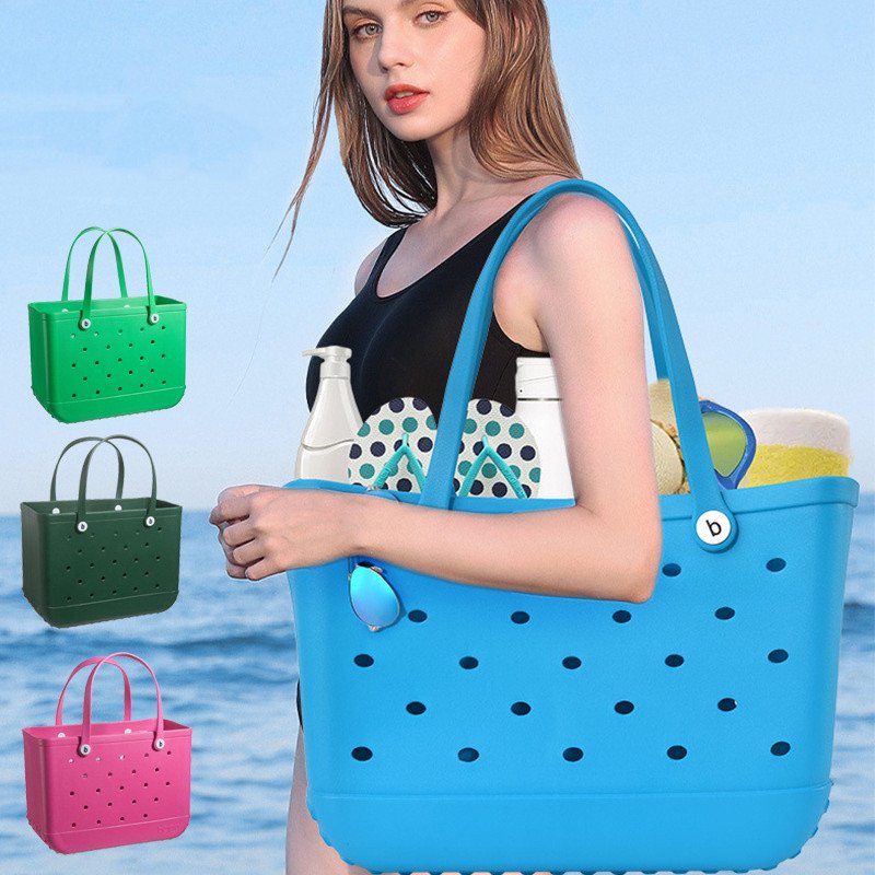 Factory price lady fashion women's large-capacity shopping Bag outdoor waterproof hole EVA beach Tote bag