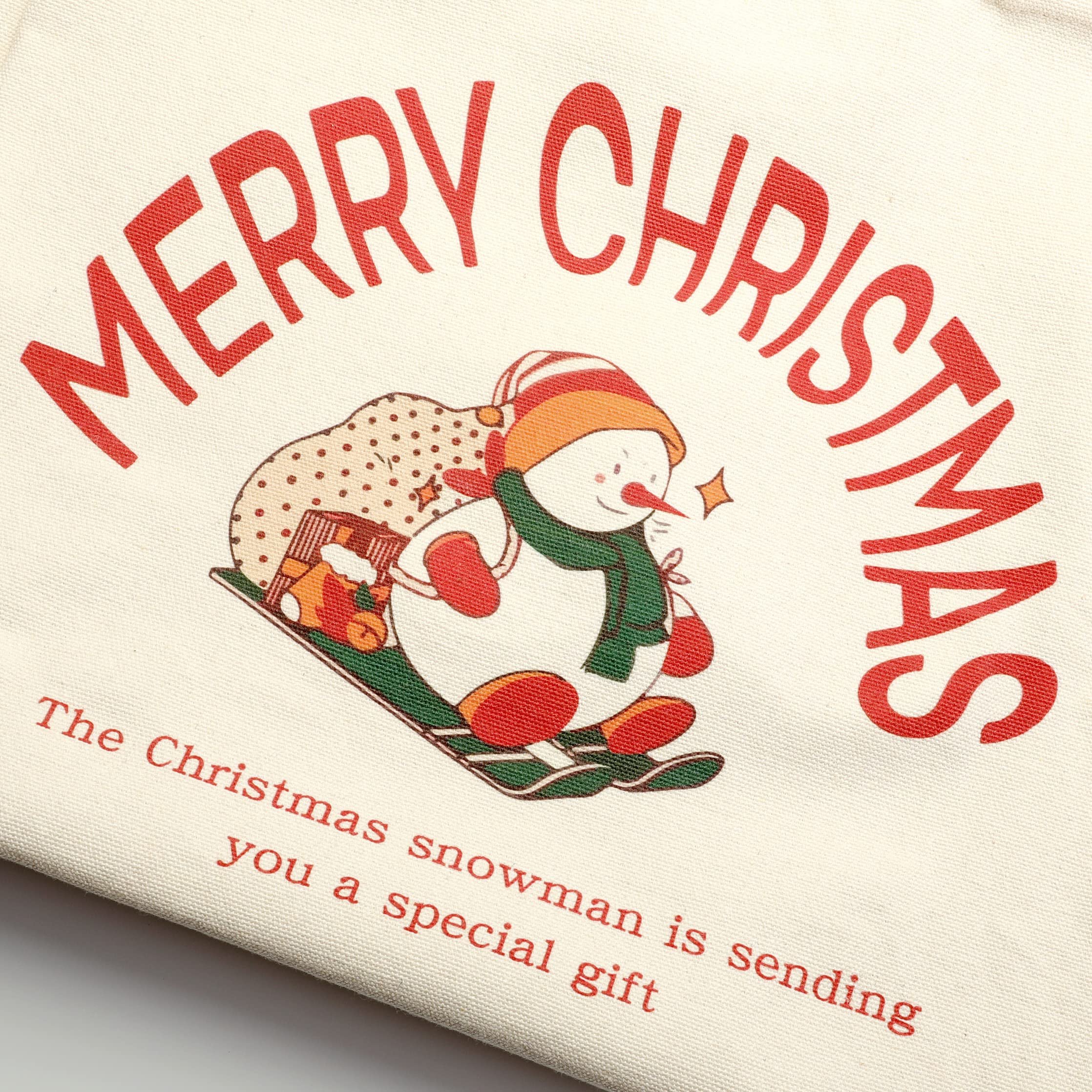 Customized Christmas Cotton Bags Organic Reusable plain long handle printed cotton canvas tote bag