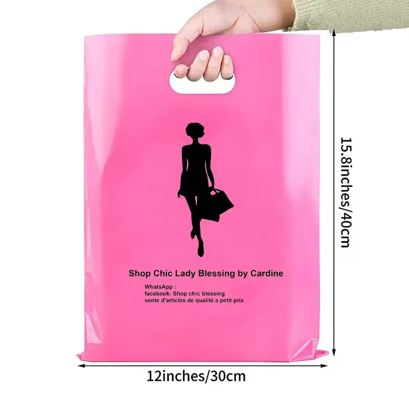 Custom Logo Printed Wholesale Cheap Die Cut Handle Bags LDPE Die Cut Plastic Shopping Bag Plastic Bag for Business