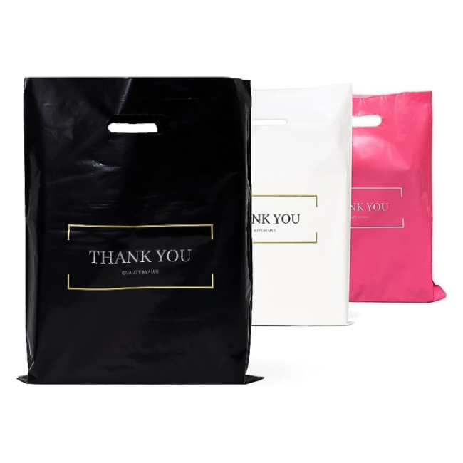 Custom Logo Printed Wholesale Cheap Die Cut Handle Bags LDPE Die Cut Plastic Shopping Bag Plastic Bag for Business