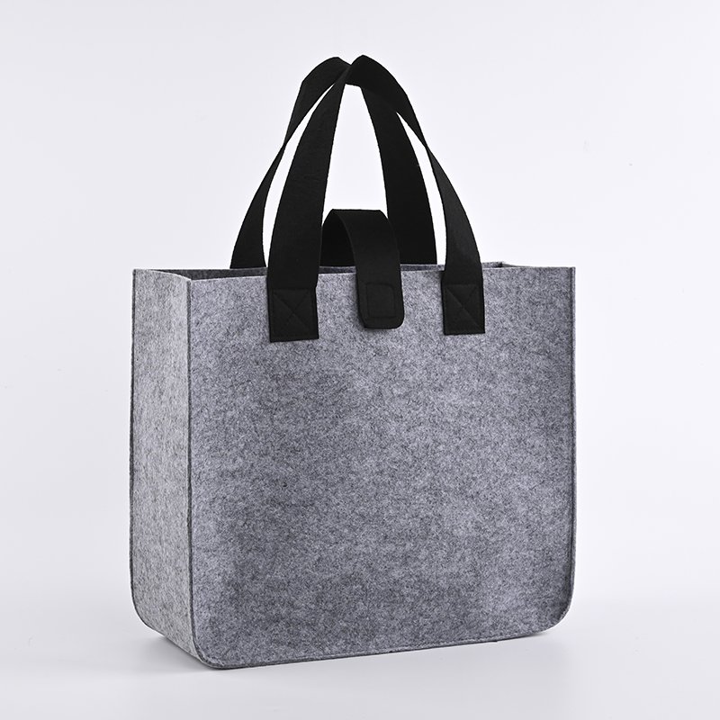 Wholesale Eco-friendly Custom Printed Logo Tote Bag Unisex Felt Shopping Bag Embroidery Open Closure Letters Flowers Rivets