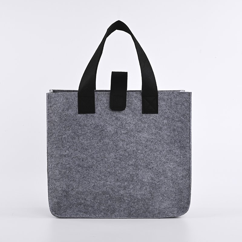 Wholesale Eco-friendly Custom Printed Logo Tote Bag Unisex Felt Shopping Bag Embroidery Open Closure Letters Flowers Rivets