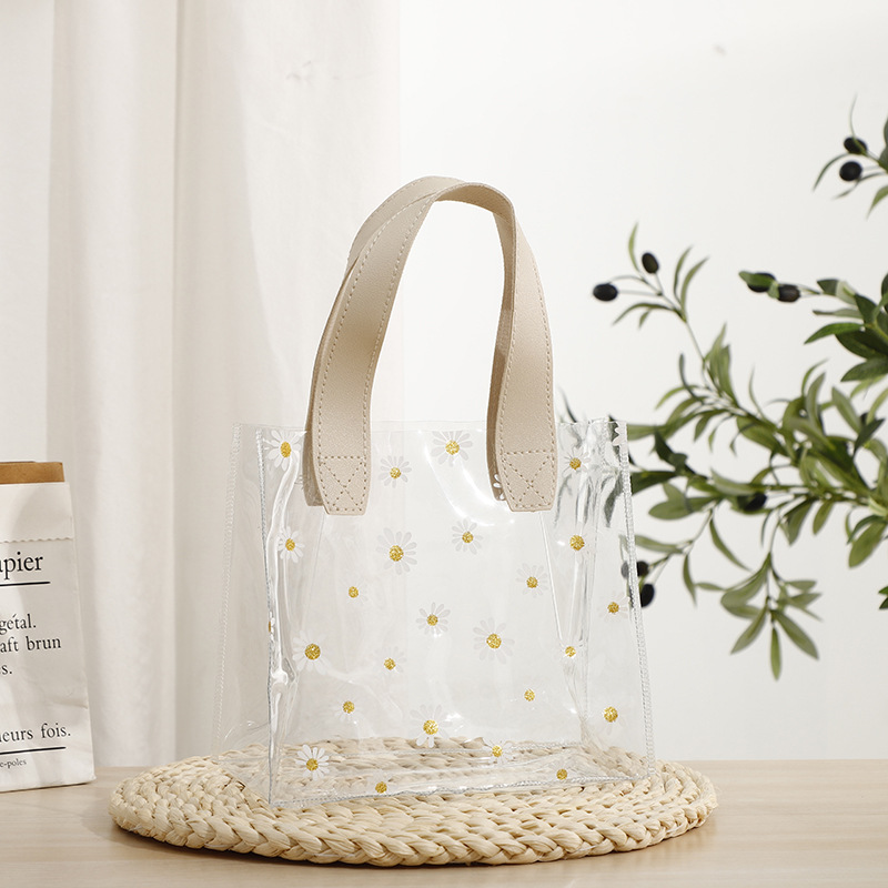 Clear new design custom logo waterproof PU portable PVC bag gift storage shopping shoulder bags
