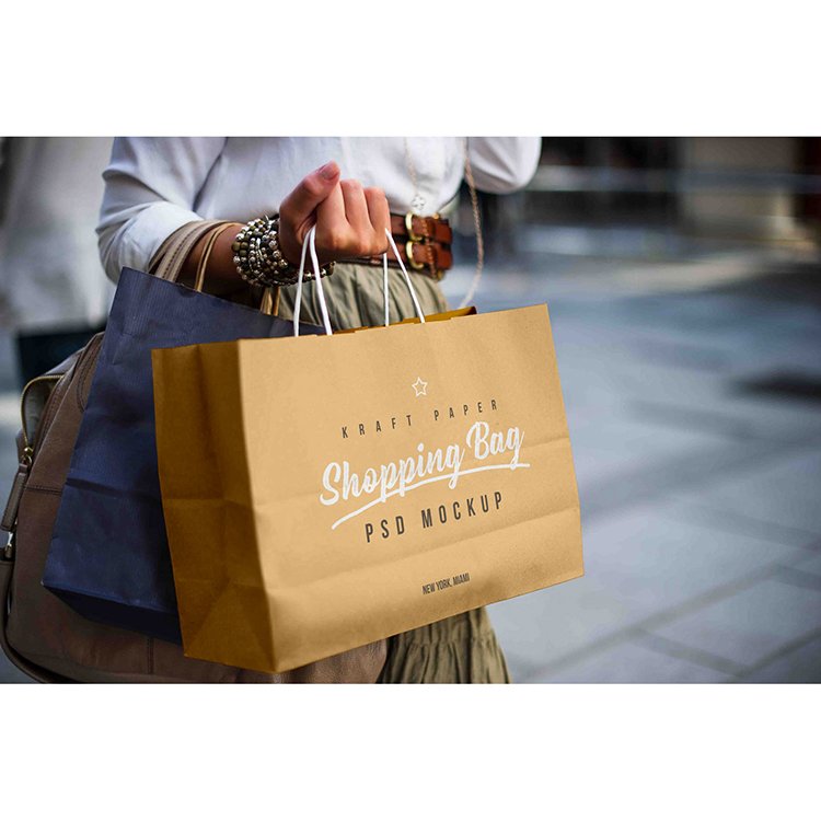 Custom Print Logo Various Size Brown Kraft Paper Store Market Supermarket Gift Clothes Shopping Bags With Flat Handle