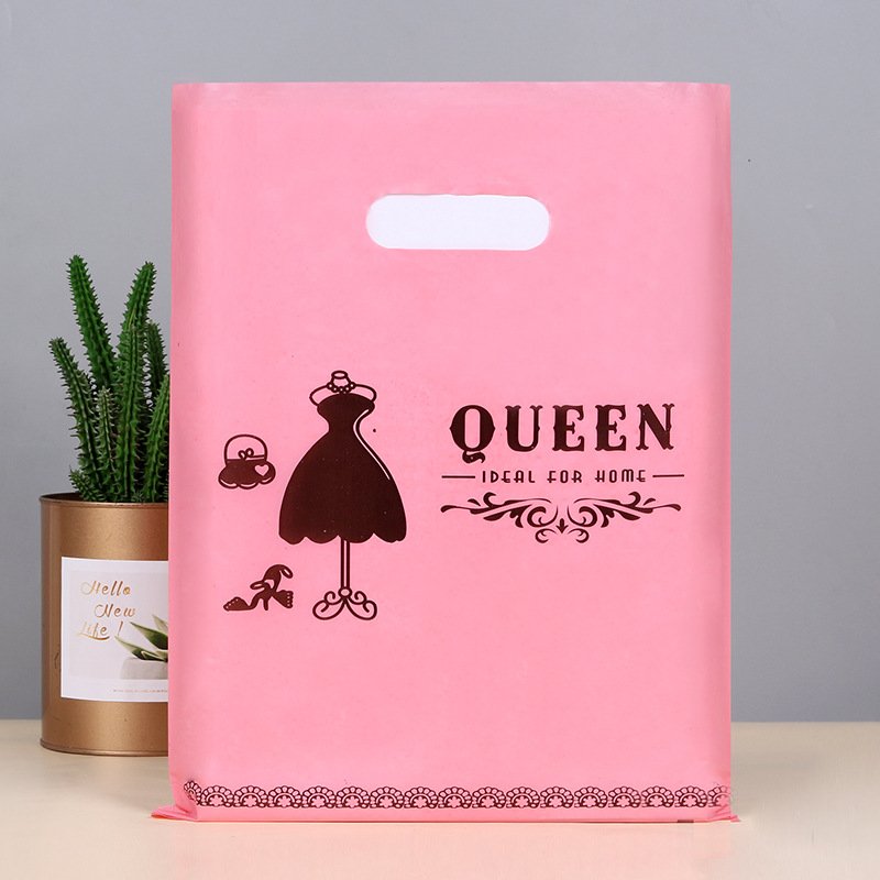 YC Custom Logo Waterproof Die Cut Plastic Shopping Bag Handle Carrier Bags Merchandise Plastic Bag For Clothing