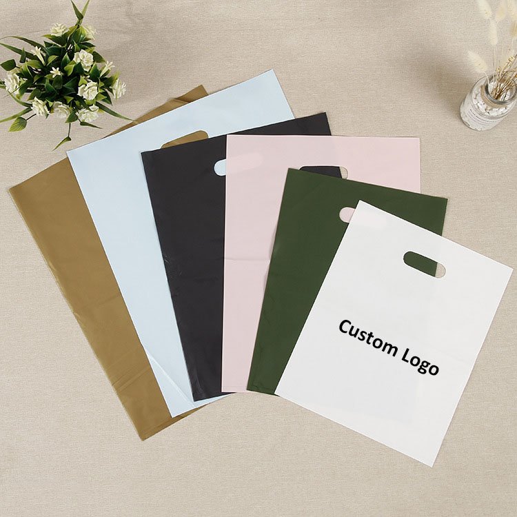 Custom Logo With High Quality Printing Plastic Shopping Bags Die Cut Handle Retail Shopping Plastic Bags for packaging