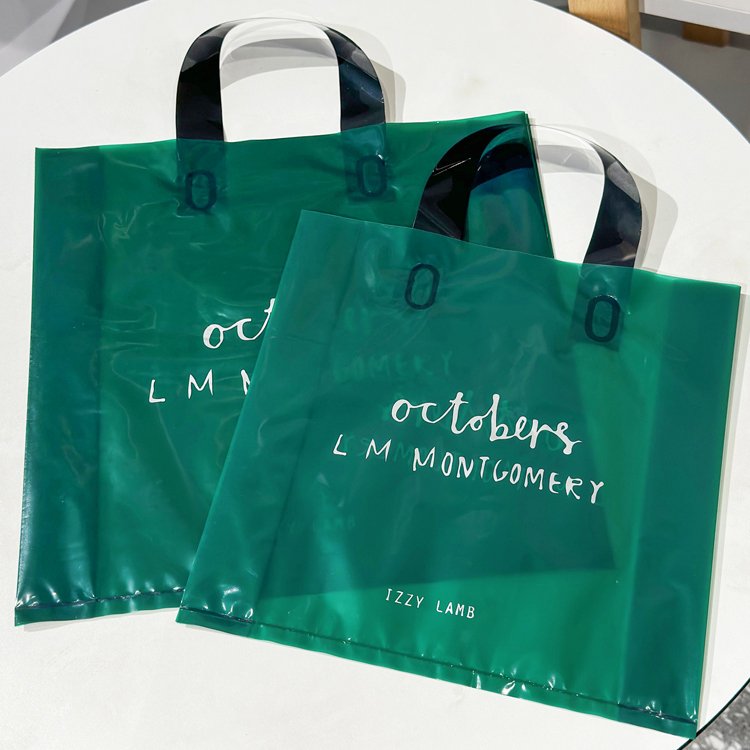 OEM custom logo patch handle plastic packaging bag shopping bag with logo plastic shopping bag