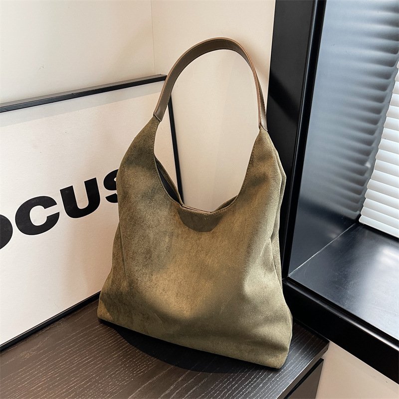 Large Capacity Ladies Fashion Single Shoulder Tote Bag Set 2-Pcs Portable Flannel Suede Shopping Bags Customs Tote Bag