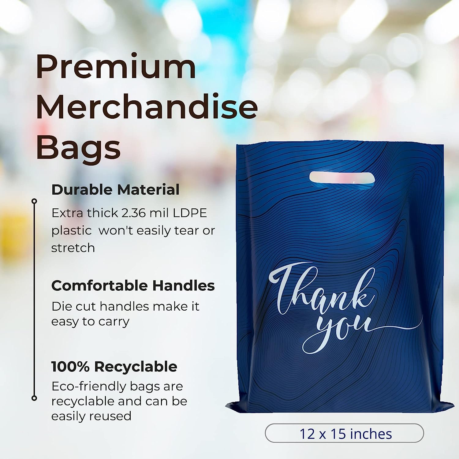Custom Logo Durable Plastic Shopping Bags With Handles Plastic Die Cut Bags For Small Business Retail Shops
