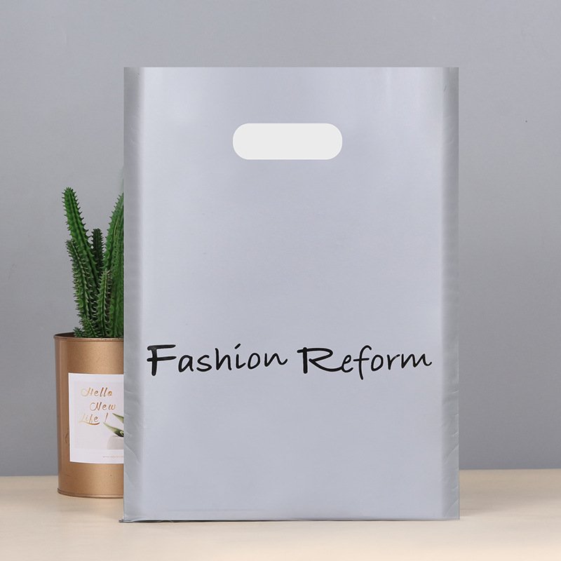 Ldpe hdpe plastic carrier custom made logo printed personalized merchandise die cut plastic shopping bag with handle