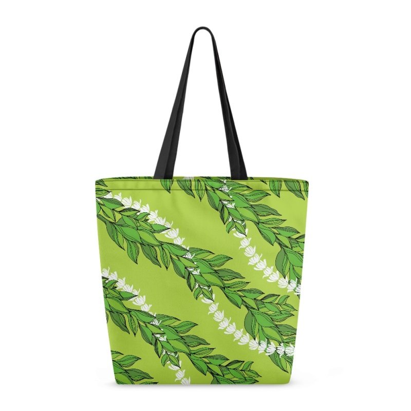 Hawaiian Maile Leaves Handbag for Women Print on Demand Drop Shipping Shoulder Bag Spacious Foldable Ladies Canvas Shopping Bag