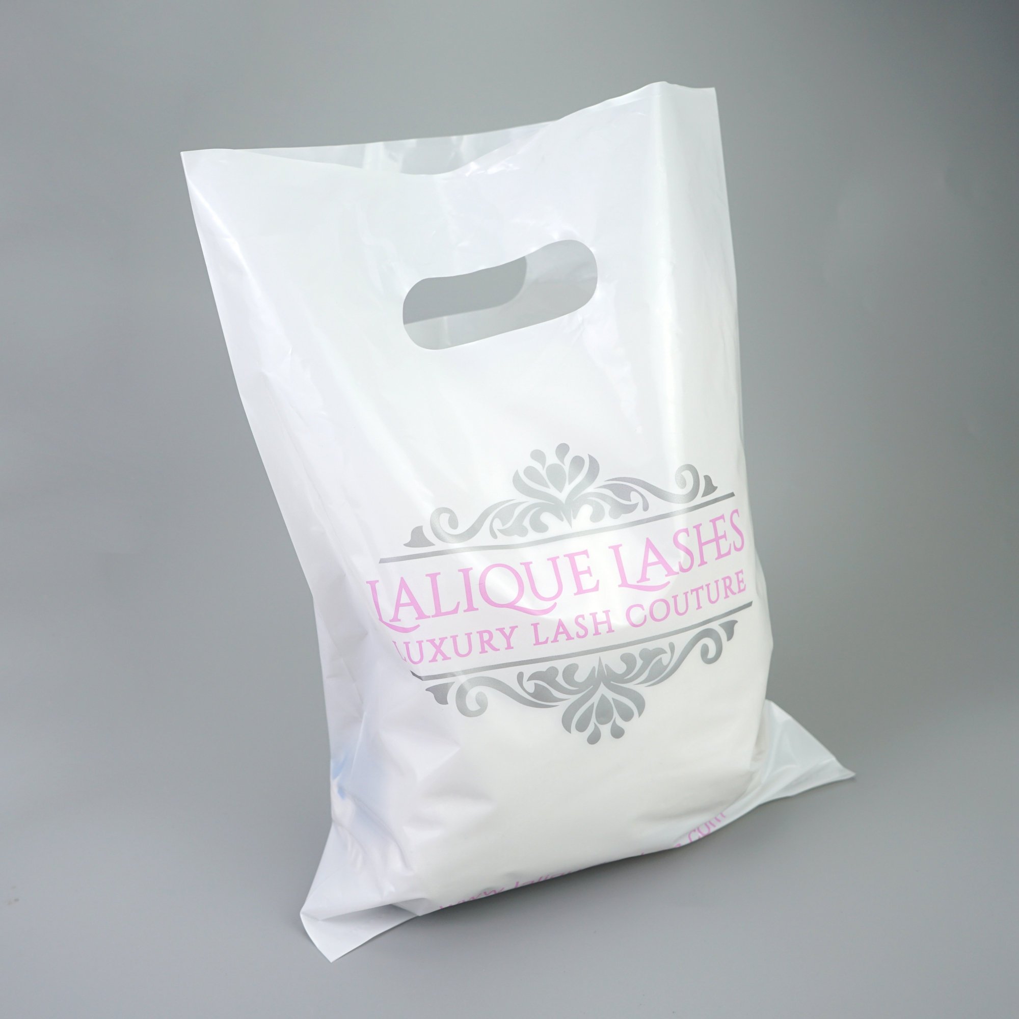 Custom Logo Die Cut Plastic Shopping Bags with Handle for Cloth Packing