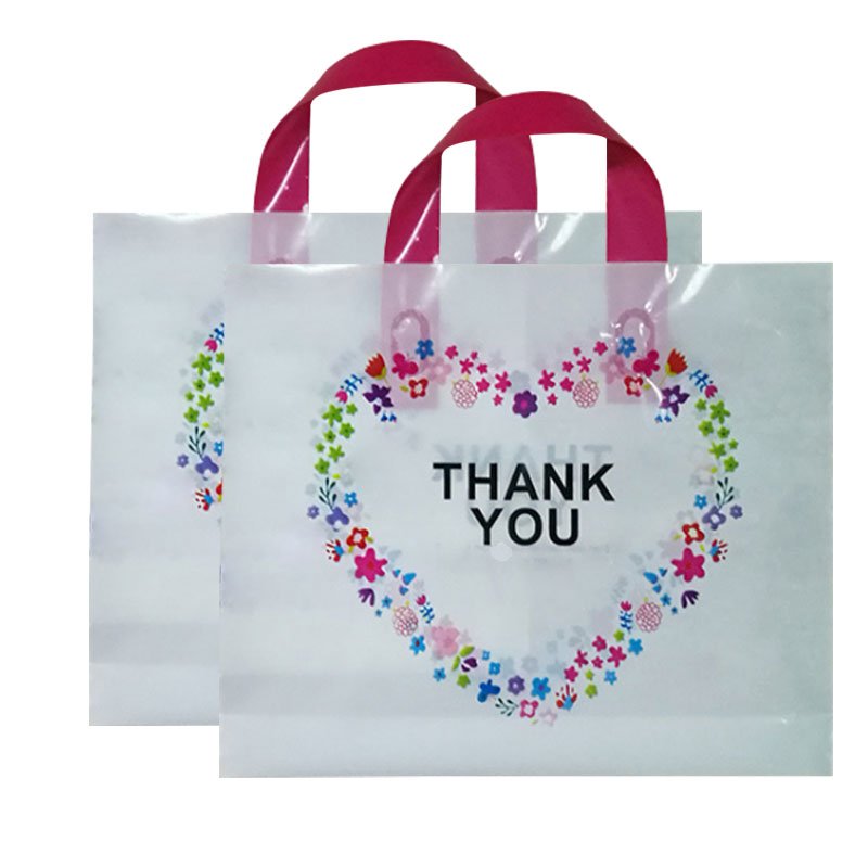Custom Logo Die Cut Plastic Shopping Bags with Handle for Cloth Packing