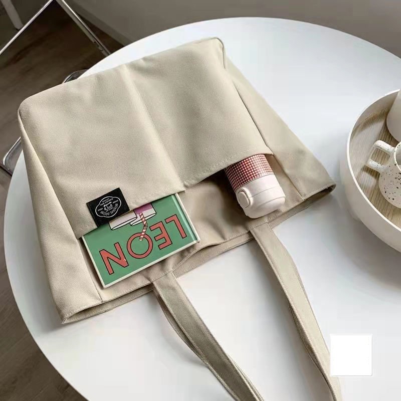 Yile Custom Logo Unisex Canvas Tote Bag Pocket Hot Sell Large Capacity Fold College Travel Bag Sublimation Shopping Bag Letter