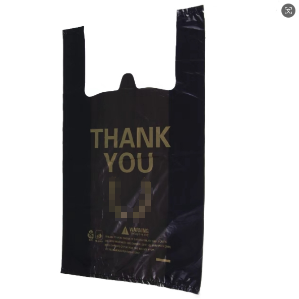 Hdpe Black Thank You T Shirt Bags Retail Plastic T shirt Supermarket Grocery Shopping Bag Thank You T-Shirt Vest Bags