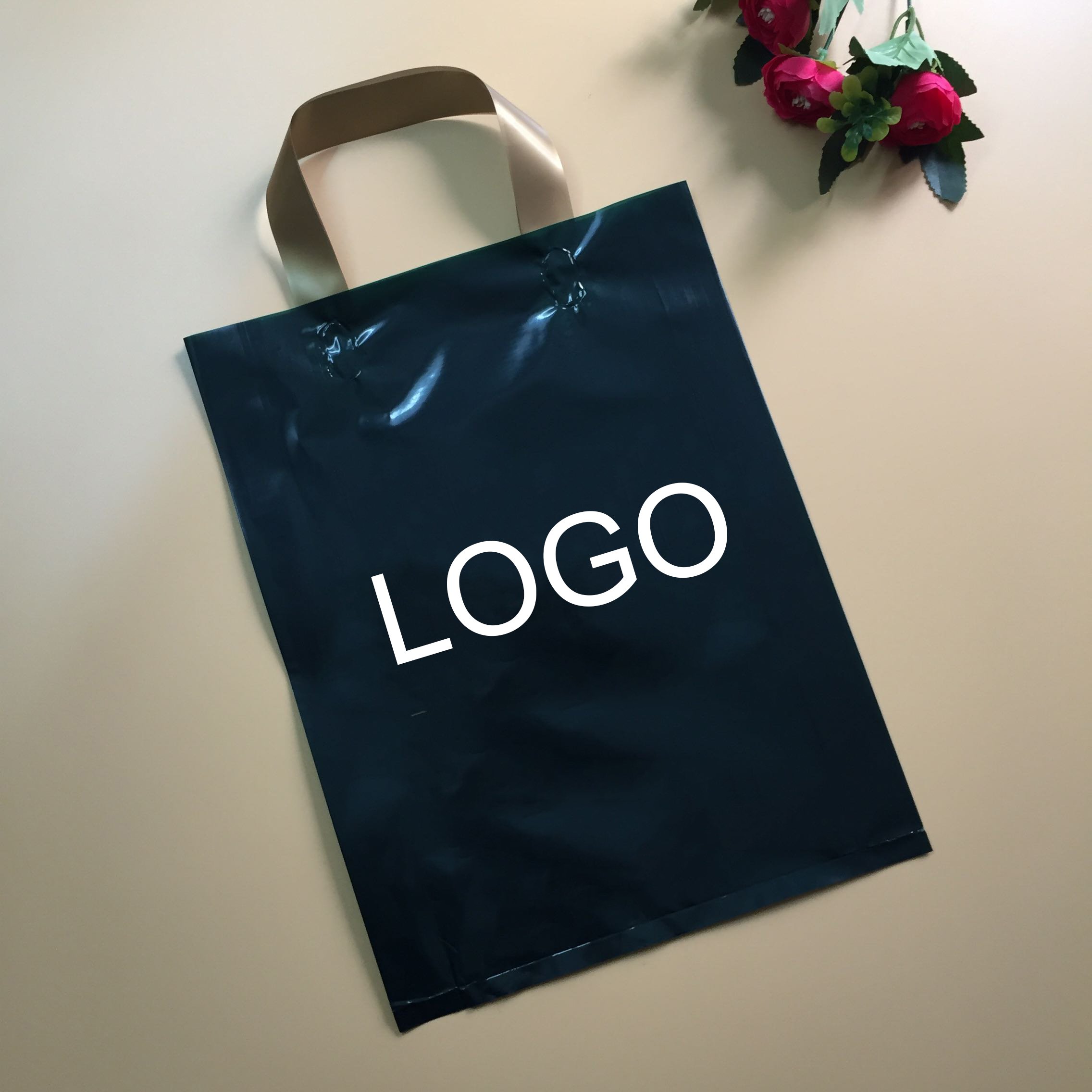 OEM custom logo patch handle plastic packaging bag shopping bag with logo plastic shopping bag