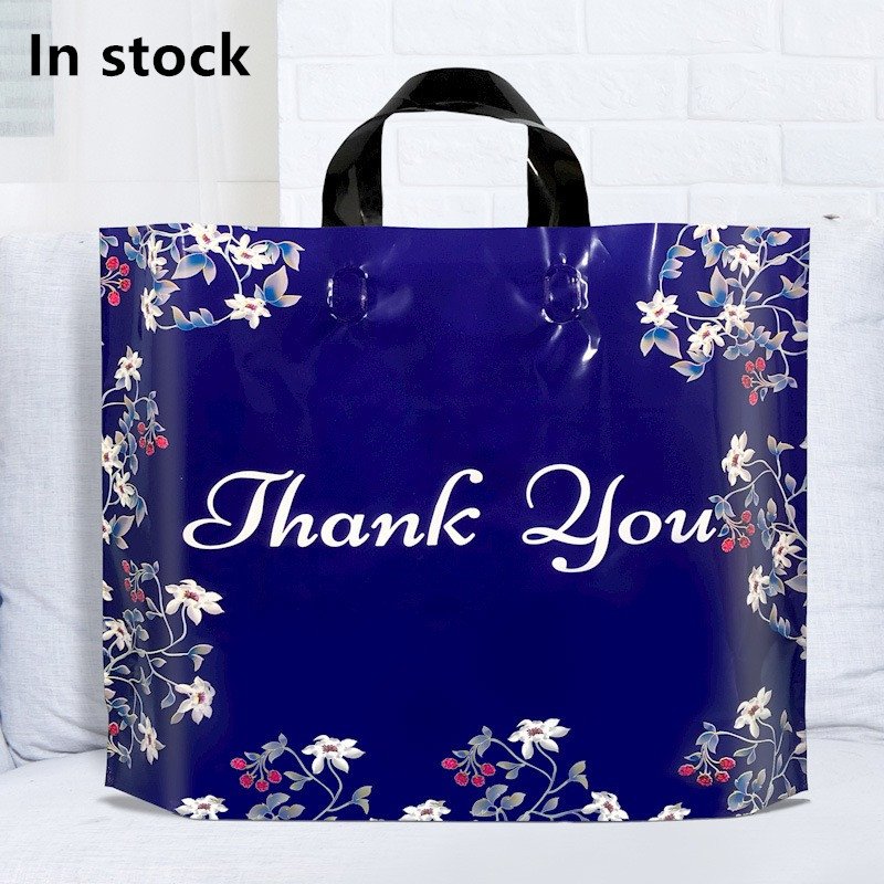 Thank You Bags Plastic Shopping Bags Clothing with Soft Loop Handle for Retail Stores, Boutiques, Wholesale Small Gift Plastic