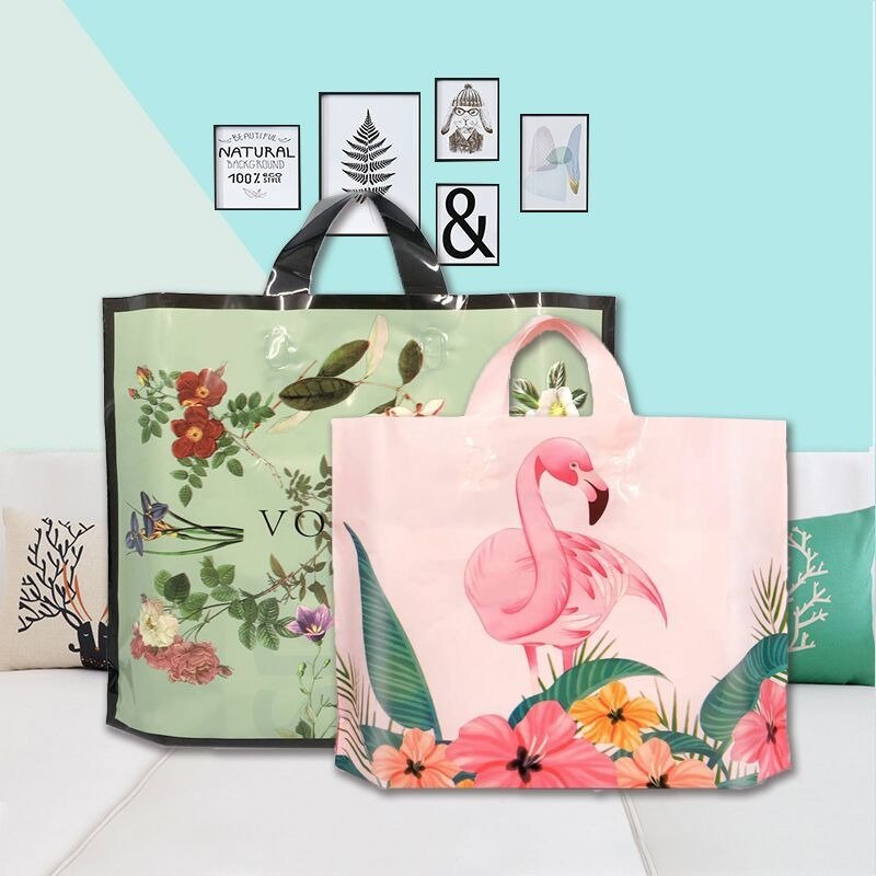 Thank You Bags Plastic Shopping Bags Clothing with Soft Loop Handle for Retail Stores, Boutiques, Wholesale Small Gift Plastic