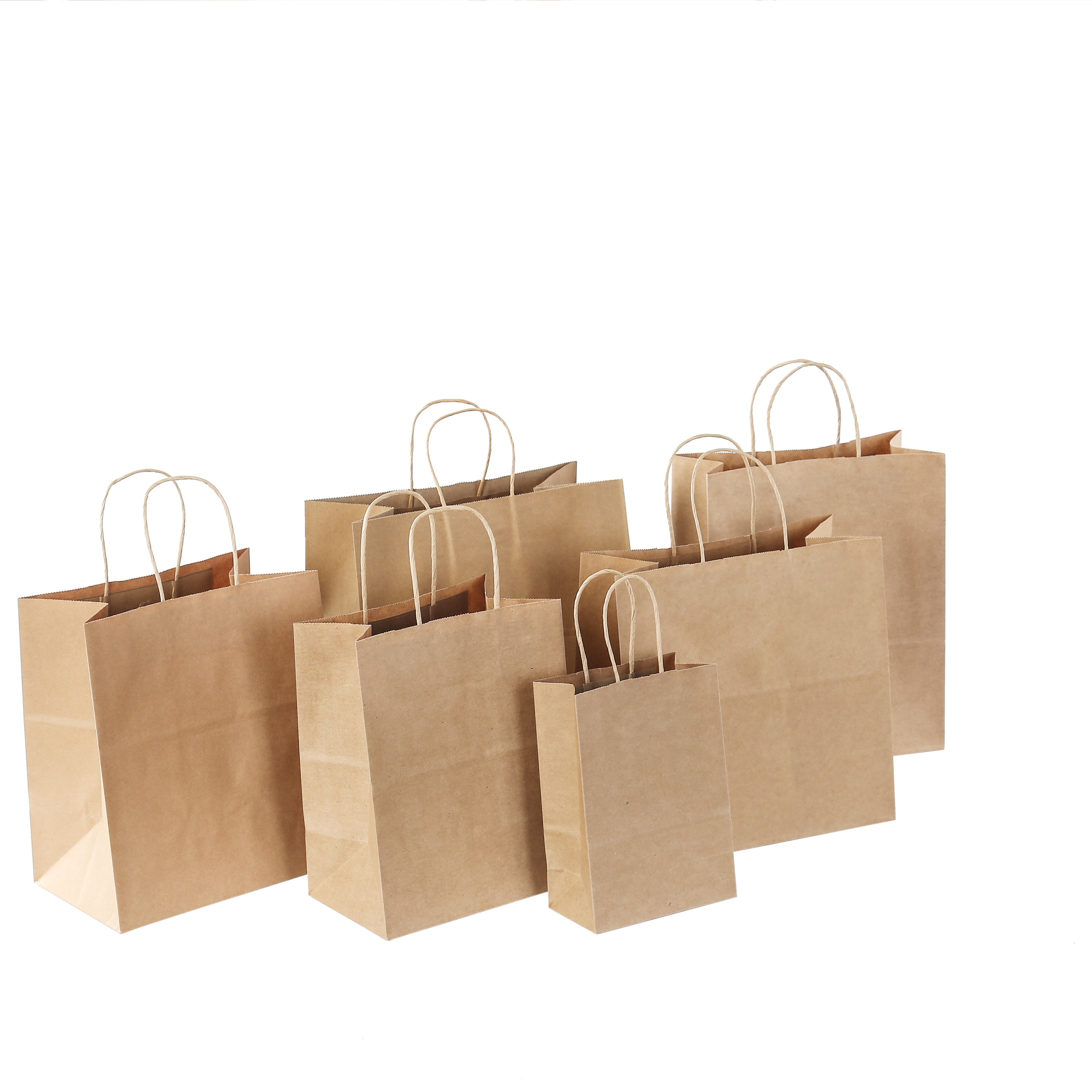 Custom Printed Biodegradable Kraft Paper Bag 5.91*3.15*8.27in with Handle Disposable Brown Shopping Bags for Clothing & Gifts
