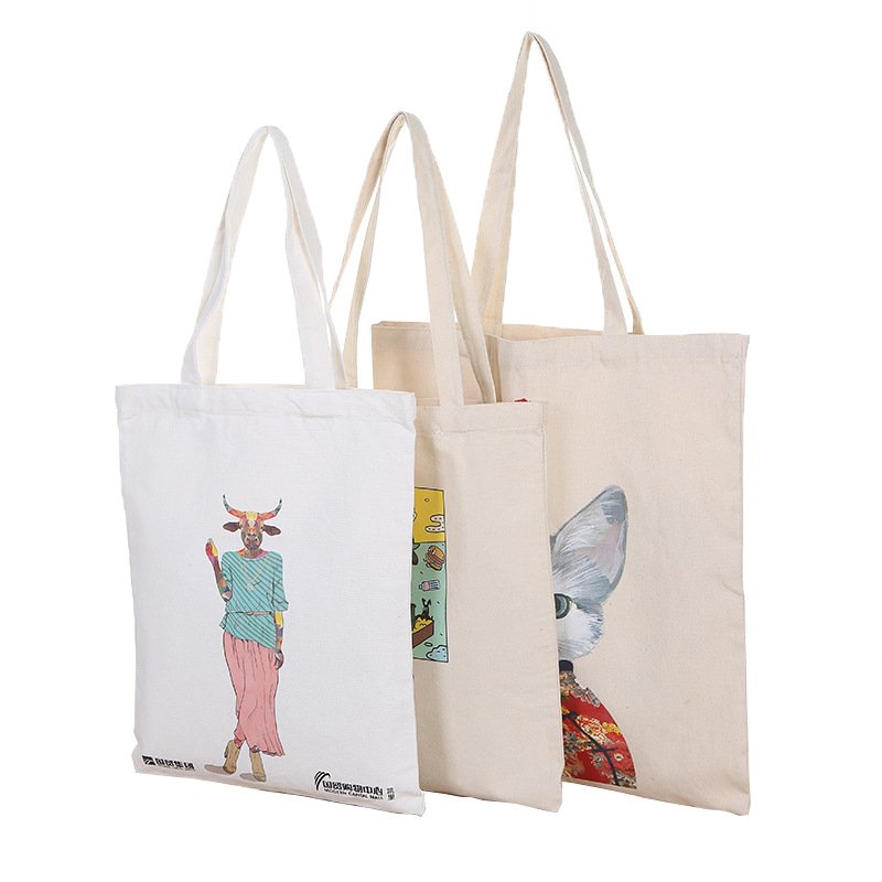 Custom Your Own Logo Printed Shopping Bags Canvas Cotton Tote Bag Blank Calico Shopper Bags