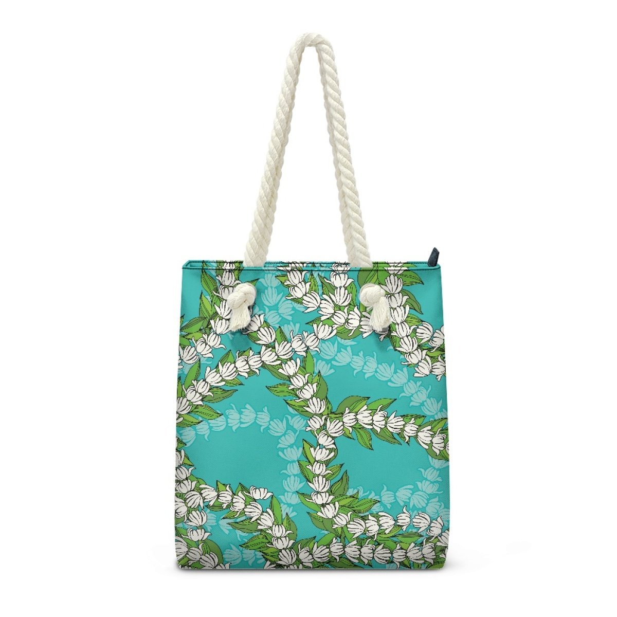 Wholesale High Quality Portable Polyester Tote Shopping Bag Print On Demand Custom Puakenikeni Fashionable Grocery Bag