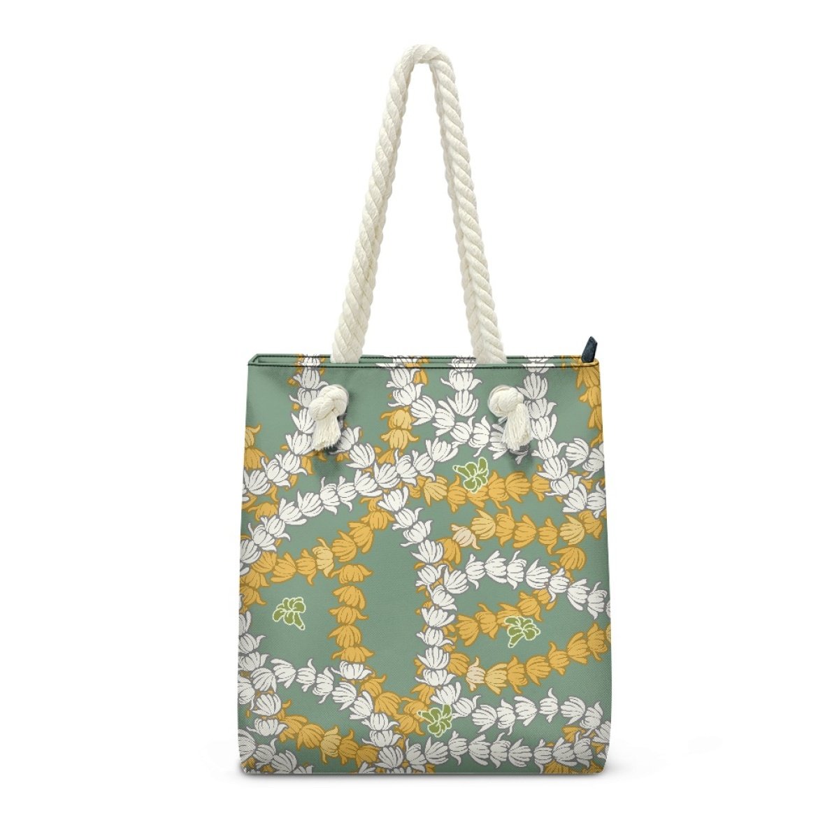 Wholesale High Quality Portable Polyester Tote Shopping Bag Print On Demand Custom Puakenikeni Fashionable Grocery Bag