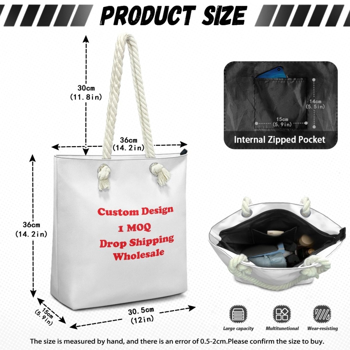 Wholesale High Quality Portable Polyester Tote Shopping Bag Print On Demand Custom Puakenikeni Fashionable Grocery Bag