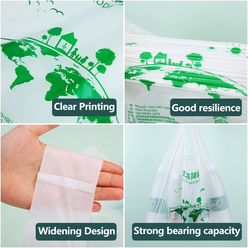 Packing Hot Biodegradable Plastic HDPE T-Shirt Bag Package Shopping Bags Products 100% Compostable Biodegradable Eco Friendly