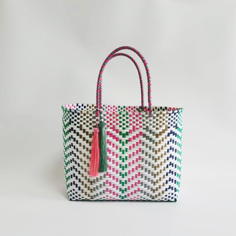 Plastic picnic bags for fruit colorful pp shopping bag women recycled plastic bag