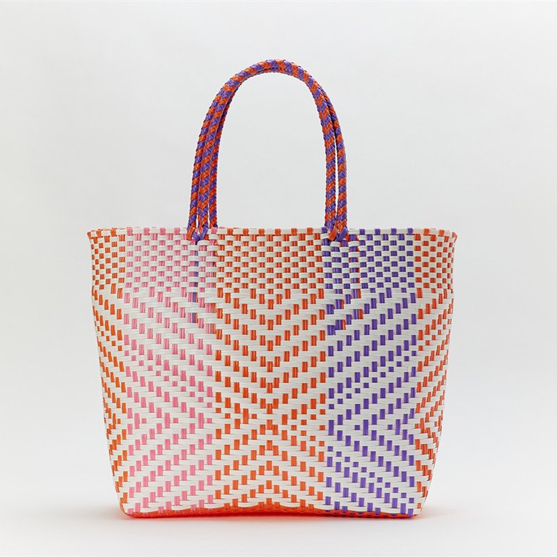 Plastic picnic bags for fruit colorful pp shopping bag women recycled plastic bag