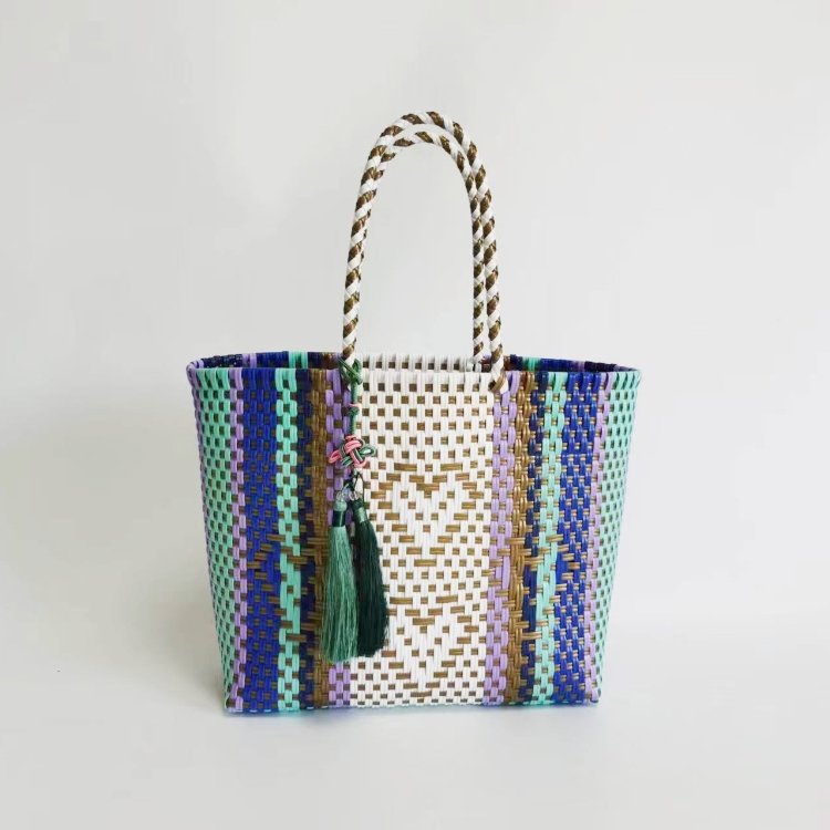 Plastic picnic bags for fruit colorful pp shopping bag women recycled plastic bag