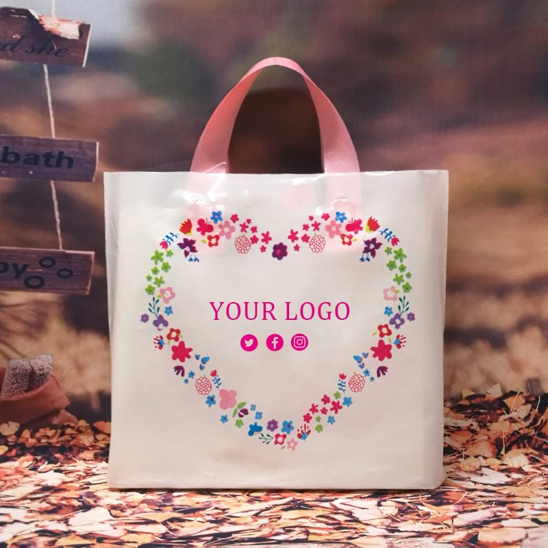 Hot Sale Clothing Size Reusable Custom Logo Printed Logo Plastic Shopping Bag With Soft Loop Handle