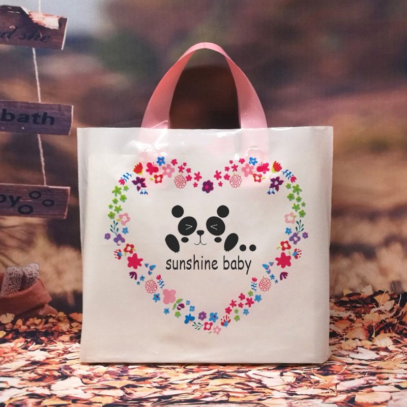 Hot Sale Clothing Size Reusable Custom Logo Printed Logo Plastic Shopping Bag With Soft Loop Handle