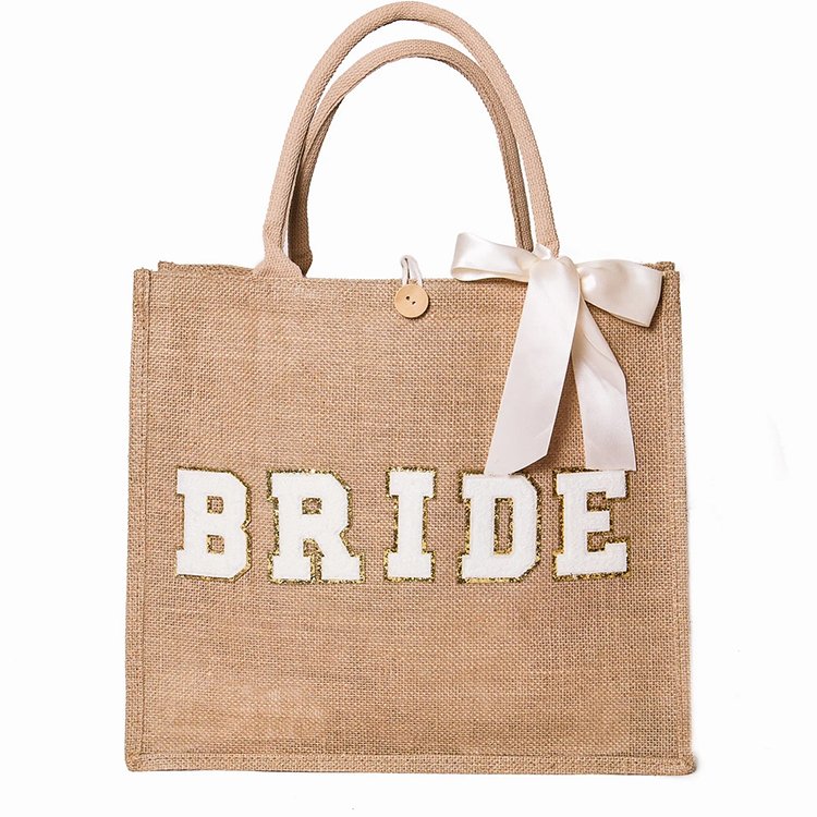 bridesmaid tote bag custom beach jute bag for women gift jute shopping bag