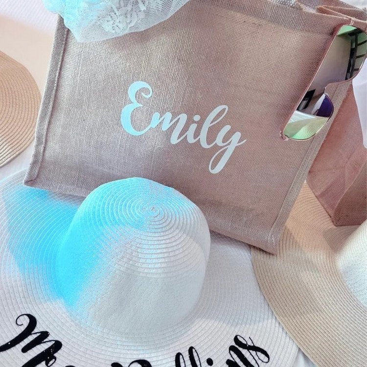 bridesmaid tote bag custom beach jute bag for women gift jute shopping bag