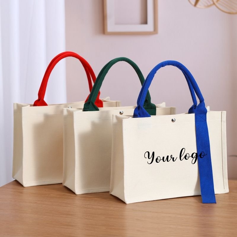Eco friendly custom logo waterproof bridesmaid party gift cotton canvas tote shopping bag