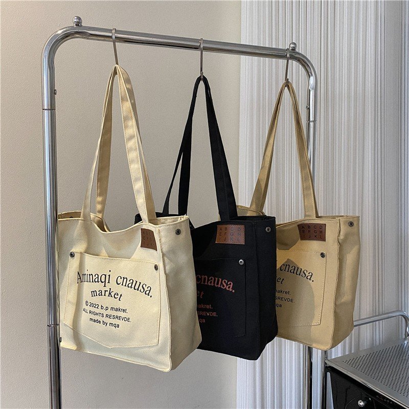 New Design Canvas One Shoulder Bag Durable Large Capacity Women Shopping Bags Daily Commuting Stylish Tote Shopping Bag