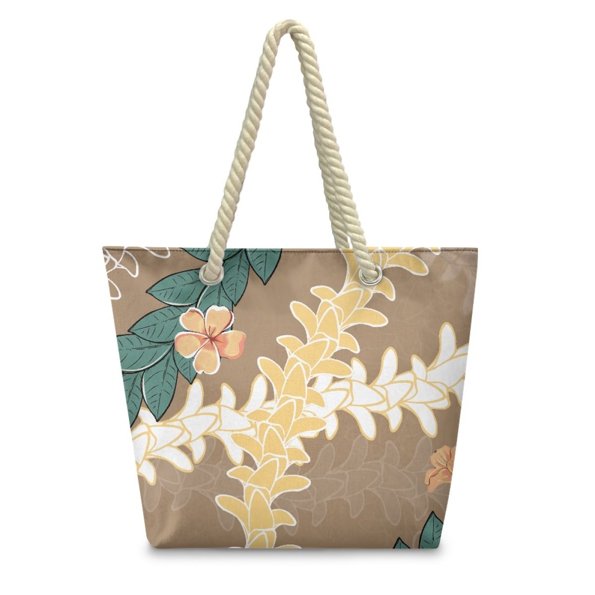 Hawaii Pua Kalikimaka Hemp Rope Tote Bag Custom Printing On Demand Unique Design Suit Your Preferences Shopping Bag Beach Bag