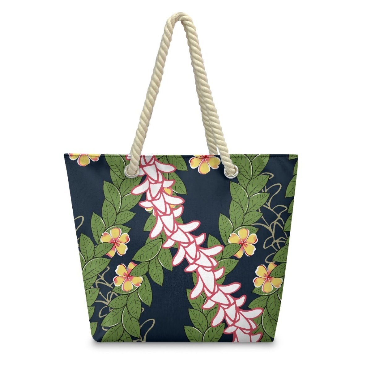 Hawaii Pua Kalikimaka Hemp Rope Tote Bag Custom Printing On Demand Unique Design Suit Your Preferences Shopping Bag Beach Bag
