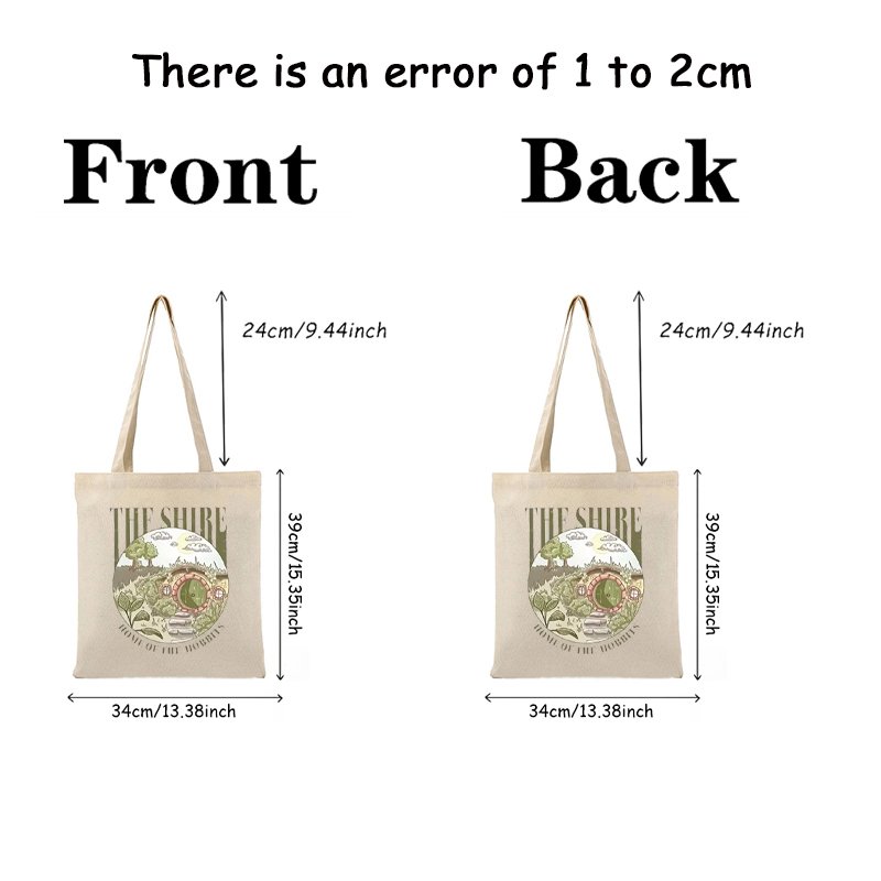 1 pcThe Shire pattern Tote Canvas Personalized Shoulder Bag For Travel Women's Reusable Shopping Bag With Custom Printed Logo