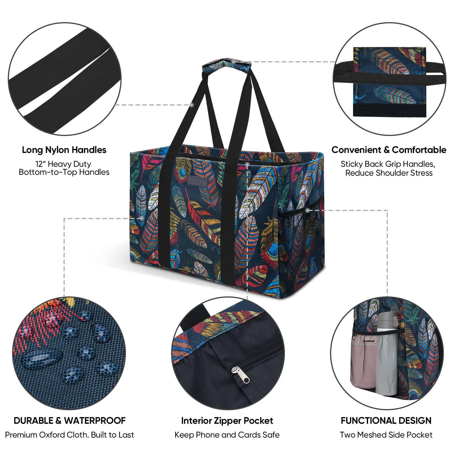 wholesale fashion large folding tote bag handbags waterproof nylon foldable reusable shopping bags for women