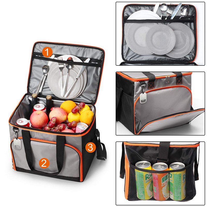 Large capacity portable 40 cans cooler bag Custom Oxford Insulated Picnic lunchTote Bag Thermal Food Delivery Zipper Cooler Bag