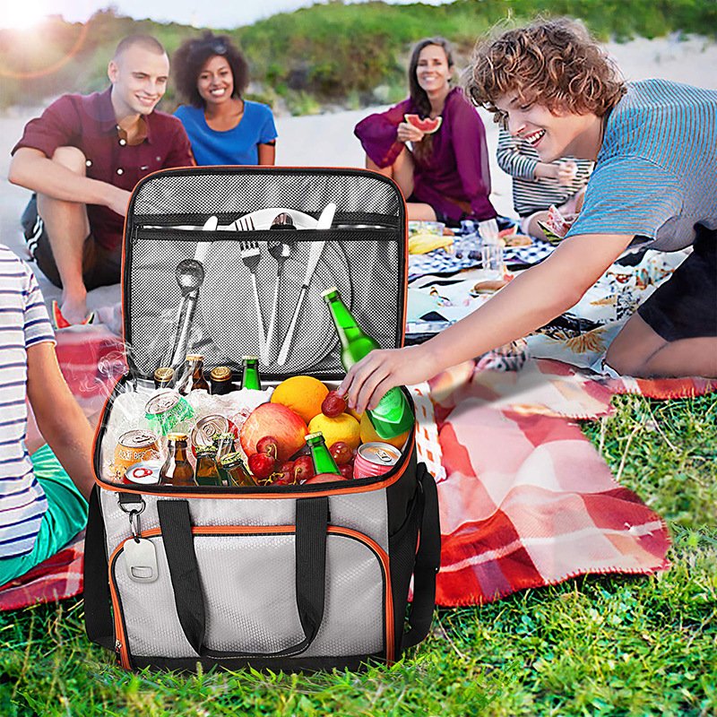 Large capacity portable 40 cans cooler bag Custom Oxford Insulated Picnic lunchTote Bag Thermal Food Delivery Zipper Cooler Bag