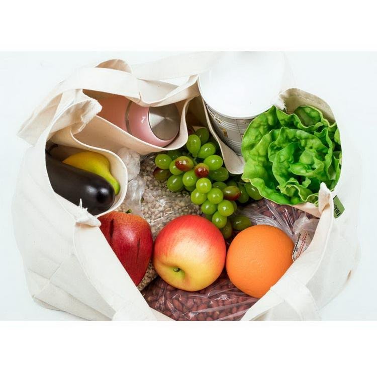 Custom Eco-friendly Reusable Grocery Shopping Bags Organic Cotton Wine Canvas Tote Bags with Compartments