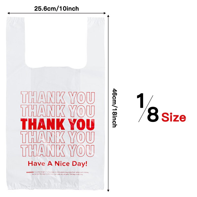 Manufacturer 1/8 Small Size THANK YOU T-shirt Poly Plastic Shopping Bag Grocery Bag Supermarket Vest Take-out Bag