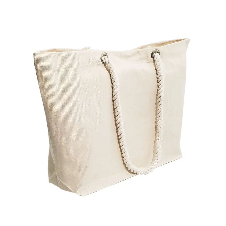 Custom Oversized Natural thick beige Beach Bag Reusable Grocery Shopping Bag Weekender Giant Grocery Bag With Wide Handle