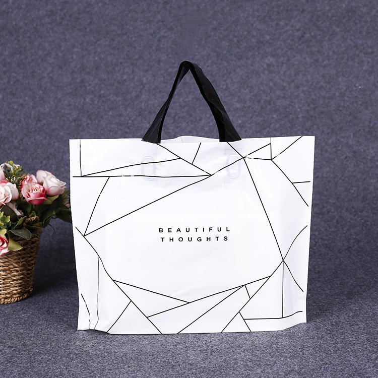 High Quality Boutique White Shopping Bag With Handle With Custom Logo Gift Plastic Shopping Bags For Clothes Packaging