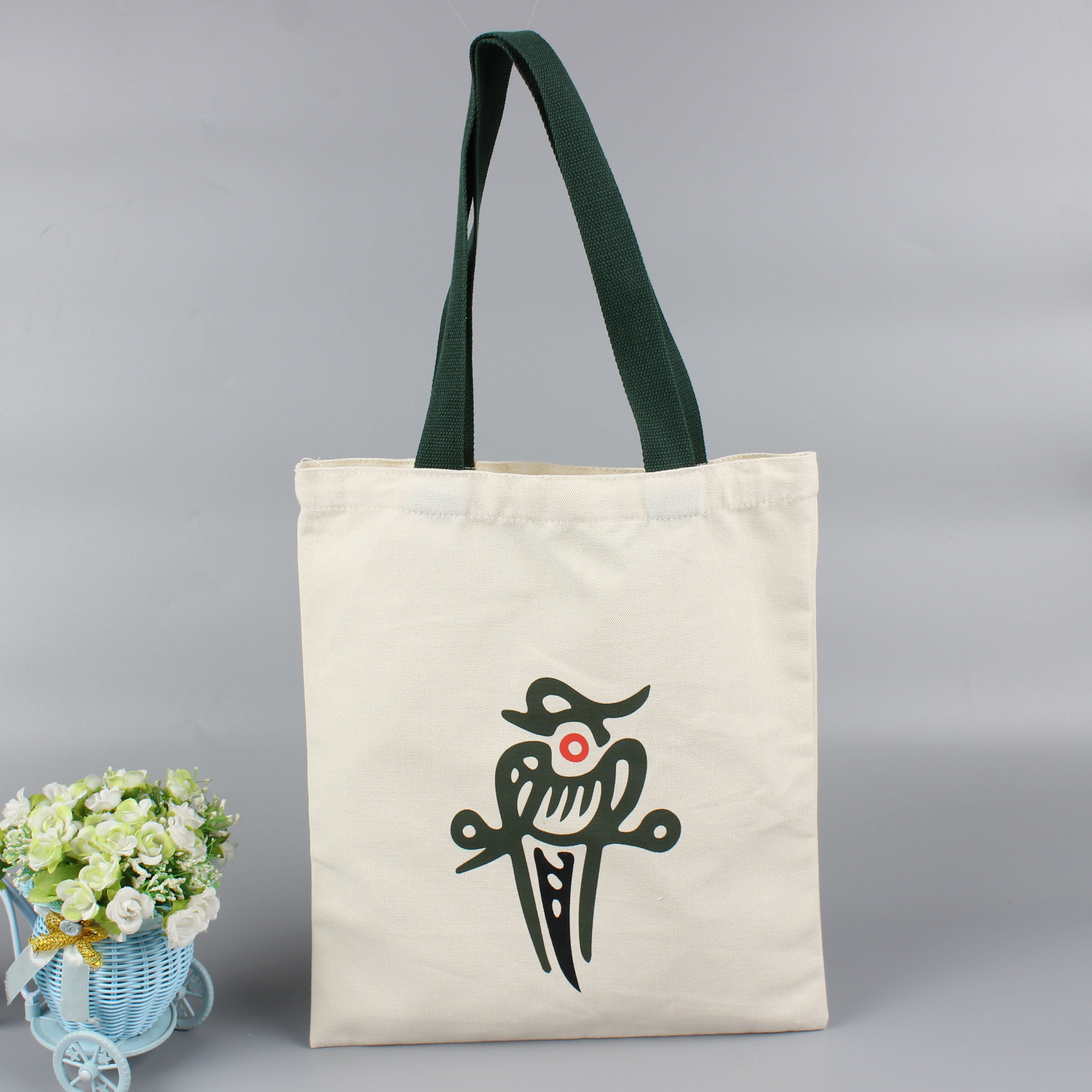 Customized large cotton canvas shopping tote shoulder bag