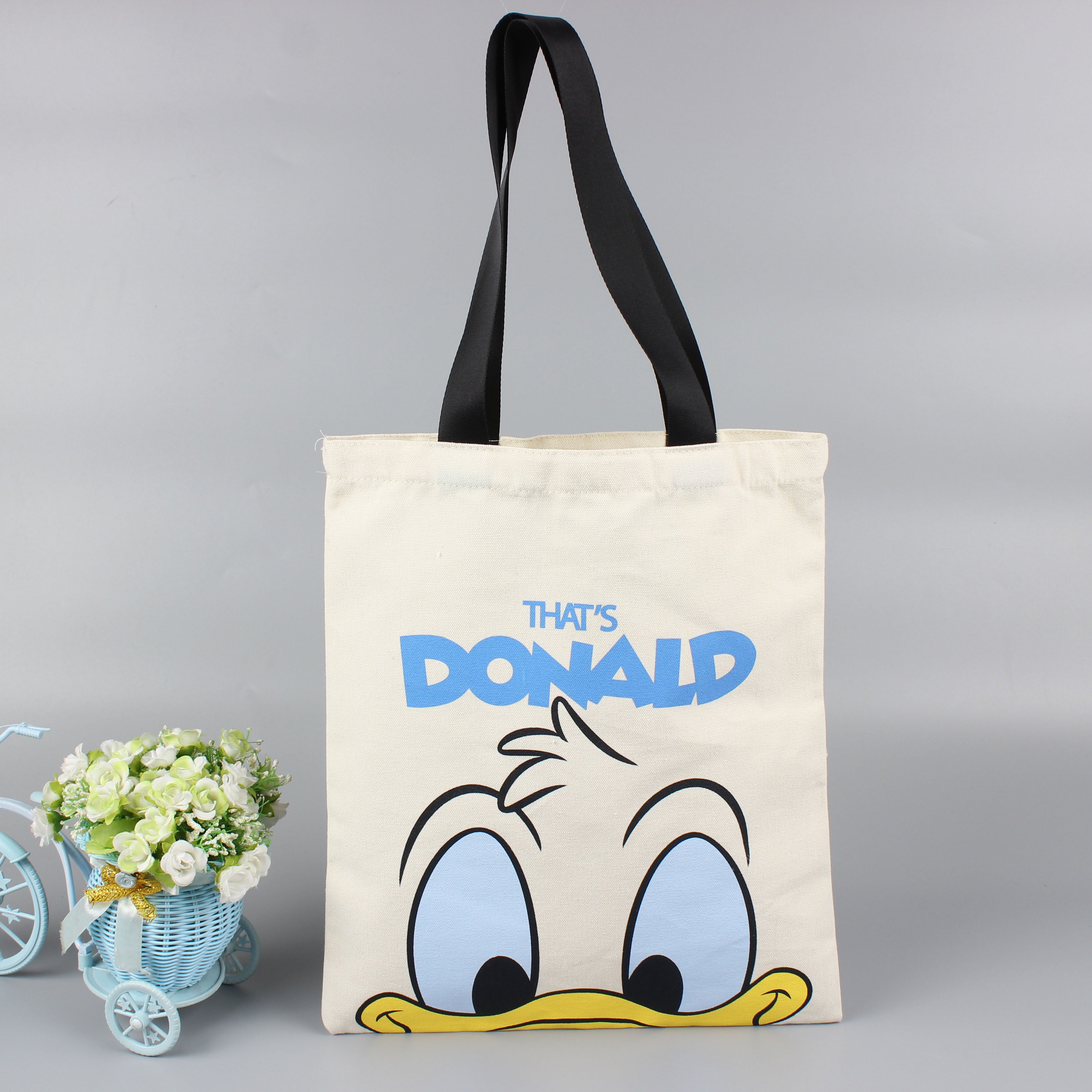 Customized large cotton canvas shopping tote shoulder bag